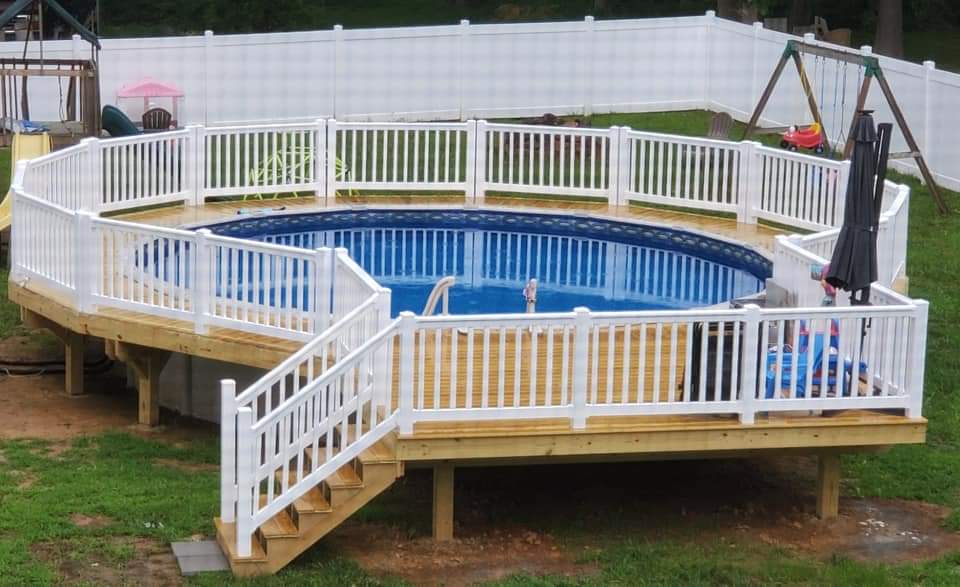 Custom above ground pool deck