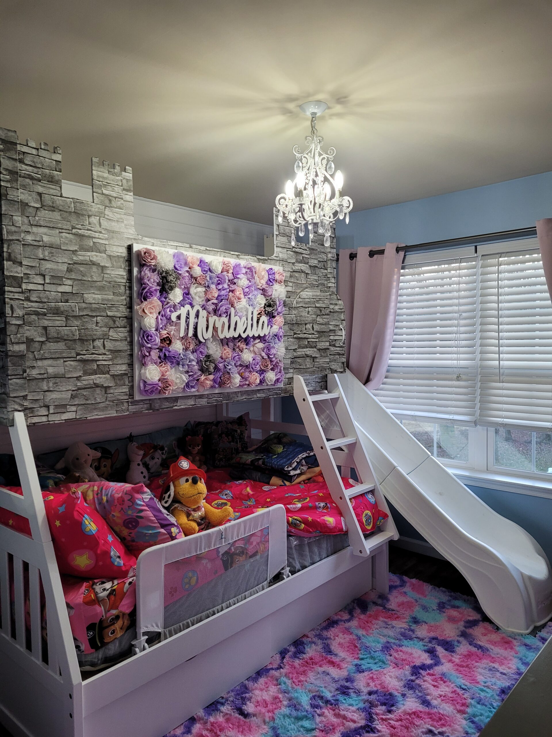 Custom girls castle slide bed